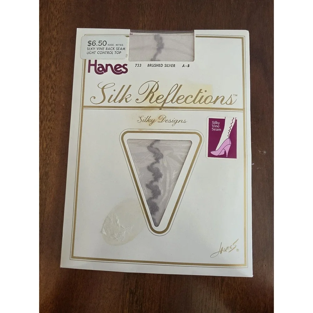 Vintage Hanes Pantyhose Size A-B Silver Back Seam USA Made NWT‎